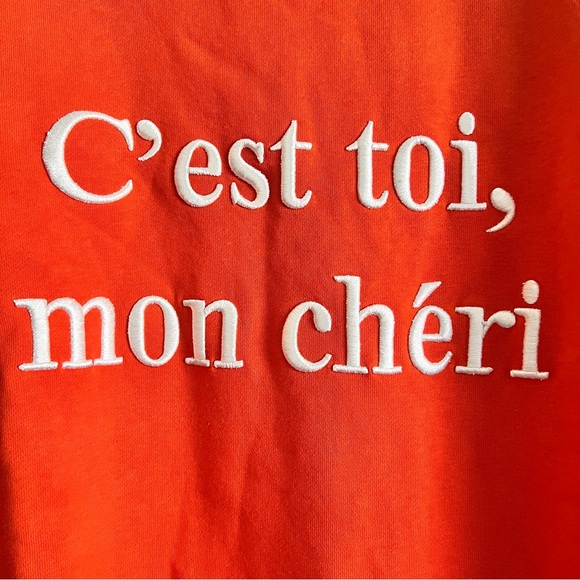H&M "C'est toi, mon chéri" orange crewneck sweatshirt - Picture 5 of 8